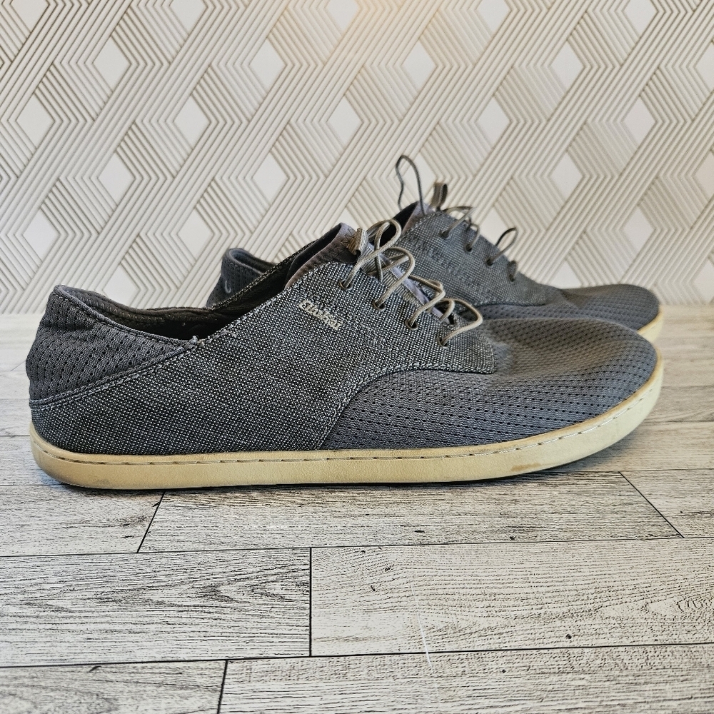Olukai Nohea Moku Mens Size 12 Charcoal/Clay Textile Slip On Boat Shoes